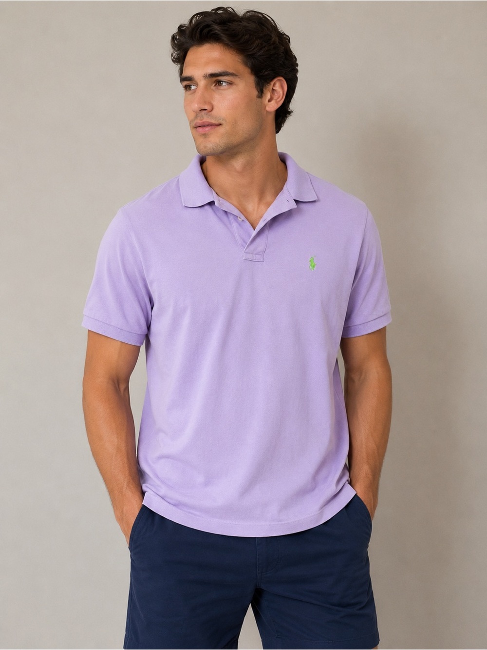 Ralph Lauren Lavender Polo Shirt with Green Pony